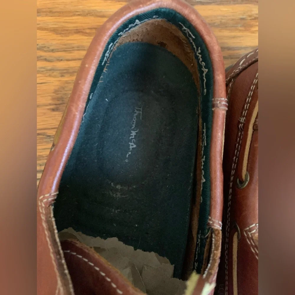 Thom Mc A Men’s Tie Dock Leather Loafers Boat Shoes Sz9 Preppy Nautical Summer